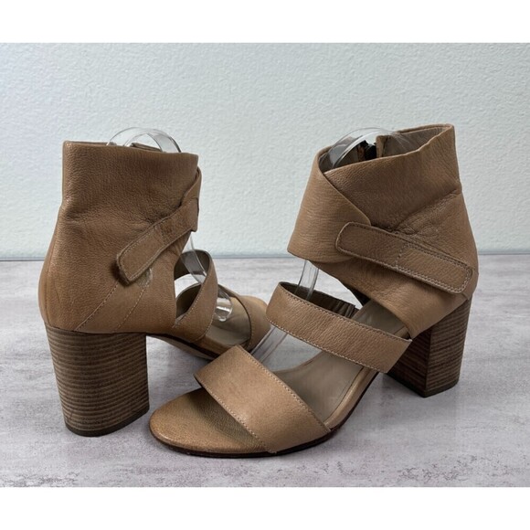 Eileen Fisher Women Size 8 Tan Leather Vero Cuoio Strappy Stack Heel Sandals - Picture 13 of 13
